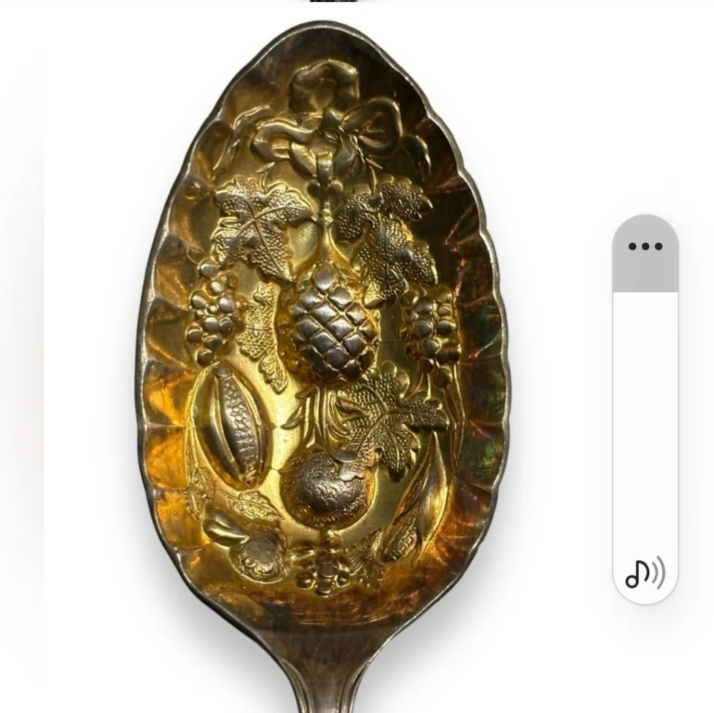 COOPER BROTHERS & SONS Antique Silver-Plate Kings Pattern Repousee Fruit Spoon